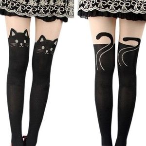 NEW Cat Tights Japanese Kawaii Tail Size M NWT